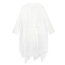 Dámská dlouhá košile se stojáčkem a dlouhým rukávem Krajková záda s květinovým vzorem Kapsy s klopami Nesouměrný lem Bavlna a polyester 1