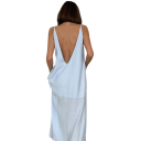 Dámská dlouhá noční košile s výstřihem do V Elegantní volná košilka se spodničkou a rozparkem Polyester Nylon Rayon Různé barvy 11