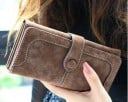 Dámská dlouhá peněženka 18 x 9 x 3 cm Umělá kůže s broušeným vzhledem Zapínání na knoflík Kapsy na karty a bankovky Mincovník 4