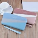 Dámská dlouhá peněženka na dva zipy s diagonálními barevnými pruhy Poutko na zápěstí PU kůže a polyester 19,5 x 9,5 x 4 cm 6