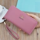 Dámská dlouhá peněženka na zip s ozdobným kovovým lístkem Poutko na zápěstí Jemně zrnitá PU kůže a polyester 19,5 x 10 x 2,5 cm 5