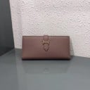 Dámská dlouhá peněženka z kůže a polyesteru S klopou a kovovou přezkou Zrnitý povrch Štíhlý tvar Elegantní doplněk do kabelky 7