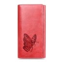 Dámská dlouhá peněženka z pravé kůže a polyesteru s tmavým motivem motýla Výrazná kresba povrchu ve vintage stylu 18,5 x 9 x 3 cm 1