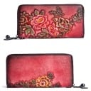 Dámská dlouhá peněženka z pravé kůže s barevnými reliéfními květy Zapínání na zip kolem dokola Ozdobný přívěsek 19 x 9,5 x 2,5 cm 6