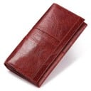 Dámská dlouhá peněženka z pravé kůže s klopou 18 x 9,2 x 3,5 cm Lesklý povrch s vrásčitou texturou Prošívané pruhy Elegantní styl 2