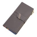 Dámská dlouhá peněženka z pravé kůže se zrnitým povrchem Pásek s kovovou sponou Zip podél okraje Kontrastní prošití 19,5 x 10 x 1,3 cm 4