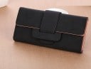 Dámská dlouhá peněženka z umělé kůže s klopou a zapínáním na knoflík Okénko na průkaz Přihrádky na karty a bankovky 19 x 2 x 9,5 cm 1