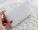 Dámská dlouhá peněženka z umělé kůže s pleteným vzorem Zapínání na zip podél okraje Zlatý jezdec Oblé rohy 19 x 9,5 x 2,5 cm 5