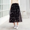 Dámská dlouhá tylová sukně se zlatými a stříbrnými hvězdami Pružný pas Vzdušný splývavý střih Polyester a tyl Na běžné nošení 1