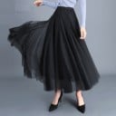 Dámská dlouhá tylová sukně z několika vrstev jemného tylu Nadýchaný rozevlátý střih Široký pas Polyester a spandex Lehký a vzdušný vzhled 2