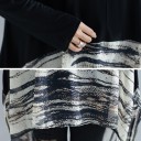 Dámská dlouhá volná blůza s dlouhým rukávem Černý horní díl a průsvitná spodní část s abstraktním vzorem Asymetrický cípatý lem Polyester 7