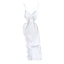 Damska długa satynowa nocna koszula z wodospadowym dekoltem i ramionkami skrzyżowanymi na plecach z wiązaniem na kokardę i koronkowym 7