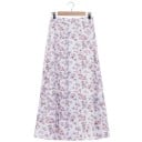 Damska długa spódnica w kształcie litery A z wzorem Gładka talia Z podszewką Swobodnie opadający krój Delikatnie strukturalna tkanina poliestrowa 4