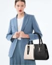 Dámská dvoubarevná kabelka z umělé kůže do ruky i přes rameno Prošívání do kosočtverců Ozdobný zip Odepínací popruh 32 x 21 x 14 cm 6