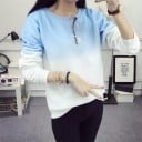 Dámská dvoubarevná mikina bez kapuce Plynulý přechod barvy do bílé Kulatý výstřih se žebrovaným lemem Dlouhé rukávy Bavlna a polyester 15