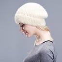 Damska dzianinowa zimowa czapka beanie z miękkim włosem Żebrowana dzianina z zawiniętym brzegiem Bawełna, poliester i wełna Obwód 10