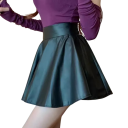 Dámska elastická mini sukňa z umelej kože Vysoký pás Strih do A Elegantná čierna sukňa Sexy outfit na párty Štýlová móda jeseň zima 2