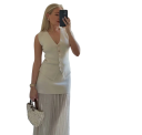 Dámska elegantná vesta s gombíkmi Jednofarebný top s výstrihom do V Štýlový doplnok k blúzkam a tričkám Rôzne farby Polyester 15