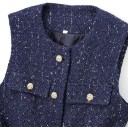 Dámská elegantní jednobarevná vesta s páskem a kapsičkami na prsou Stylová vesta s výstřihem do O Zapínání na knoflíky Různé barvy 4