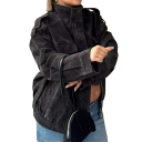 Dámská elegantní semišová bunda se stojáčkem na zip s předními kapsami a dlouhým rukávem volnočasová do města i na běžné nošení 6