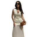 Dámská elegantní vesta s knoflíky Jednobarevný top s výstřihem do V Stylový doplněk k halenkám a tričkům Různé barvy Polyester 6