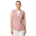 Dámská elegantní vesta s výstřihem do V a asymetrickým zapínáním na knoflíky se sklady u spodního okraje a tvarovanými švy 1