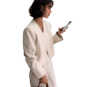 Damska enfärgad kavaj med fickor och V-ringning Elegant universell kavaj med knappar i polyester mikrofiber och acetat i olika färger 4