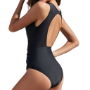 Damska enstyckssimdräkt Bred axelband U-ringning Svart Halvgenomskinlig Spandex Nylon Elegant elastisk simdräkt 5