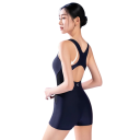 Damska enstyckssimläning Enfärgad O-ringad Bredaxlade Remmar Kort Nederdel Nylon Spandex Sportiga Simkläder för Sommaren 2