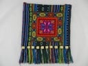 Dámská etno kabelka přes rameno z tkané pruhované látky Barevné třásně Dlouhý popruh Plátno a polyester Rozměry 25 x 28 cm Boho styl 6