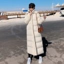 Dámska extra dlhá prešívaná zimná bunda s kapucňou a vysokým golierom Dĺžka nad kotníky Rovný strih Bočné vrecká Polyester a bavlna 4