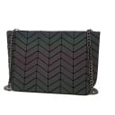 Dámska holografická kabelka cez rameno s kovovým reťazcom Ploché obdĺžnikové tvar Geometrický vzor PU koža a polyester 26 x 18 x 7 cm 3