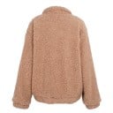 Dámska hrejivá chlpatá bunda na zips s ohrnutým golierom a podšívkou Voľný oversize strih Dve veľké predné vrecká Polyester Na každý 11