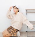 Dámska jarná bunda anorak v japonskom štýle s kapucňou Zips na hrudi Klokaní kapsa Pružné manžety a lem Bavlna polyester a akryl 22