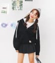 Dámska jarná bunda anorak v japonskom štýle s kapucňou Zips na hrudi Klokaní kapsa Pružné manžety a lem Bavlna polyester a akryl 27