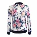 Dámská jarní a podzimní bomber bunda s květinovým potiskem Zapínání na zip Límec stojáček Přiléhavý střih Polyester a spandex 14