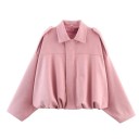Dámská jarní bunda semišová oversize s límcem dlouhý rukáv nabíraný lem volnočasová do města i na ven i do práce na jaro 4