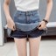 Damska jeansowa mini spódniczka z falbanami 1