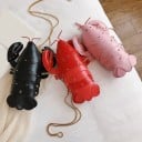 Dámska kabelka cez rameno 23 x 9 x 6 cm v tvare humra s klepetami a tykadlami Crossbody kabelka zdobená kovovými nýty s dlhým reťazcom 4