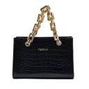 Dámska kabelka do ruky 20 x 14 x 9 cm Ražený plazí vzor Masívny reťazový úchyt v zlatom odtieni Dlhý popruh cez rameno aj crossbody 5