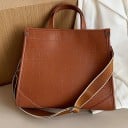 Dámská kabelka do ruky i přes rameno Velká hranatá taška s krokodýlí ražbou Umělá kůže PU Dvě ucha Široký popruh 36 x 26 x 12 cm 5