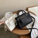 Dámská kabelka do ruky i přes rameno z umělé kůže Kulatá ucha se zlatým kovovým obloukem Přední kapsa na zip 23,5 x 17 x 10 cm 9