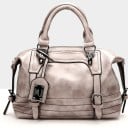 Dámská kabelka do ruky s ozdobnými přezkami a přívěskem Vintage vzhled Zapínání na zip Dvě ucha Umělá kůže a polyester 30 x 24 x 12 cm 4