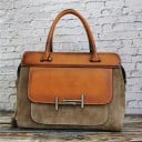 Dámska kabelka do ruky z umelej kože Elegantná taška s dvoma uchami a popruhom cez rameno Predná kapsa s kovovou sponou 38 x 28 x 12 cm 3