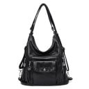 Dámská kabelka na rameno z umělé kůže Pletené ucho Přední kapsa s klopou Svislé kapsy na zip Ozdobné přívěsky Rozměry 32 x 33 x 13 cm 1