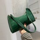 Dámská kabelka pod paži 24,5 x 15 x 7 cm Lesklý ražený plazí vzor Krátké ucho přes rameno Zapínání na zip Protáhlý tvar v retro stylu 7