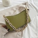 Dámska kabelka pod paži so vzorom krokodílej kože Masívny reťazec v zlatej farbe Predĺžený tvar PU kože a polyester 25 x 14 x 4 cm 4