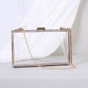Dámska kabelka psaníčko vo forme krabičky Pevné plastové telo Zlatá spona a reťazkový popruh Čisté pravoúhlé línie 17 x 10 x 4 cm 3