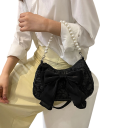 Dámska kabelka s mašľou 23 x 8 x 15 cm Bavlna a polyester Perlová rúčka Elegantná spoločenská kabelka do ruky 2