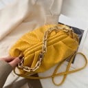 Dámská kabelka s proplétaným vzorem a nařaseným okrajem Masivní řetěz ve zlaté barvě Popruh přes rameno Umělá kůže PU 27 x 14 x 14 cm 7